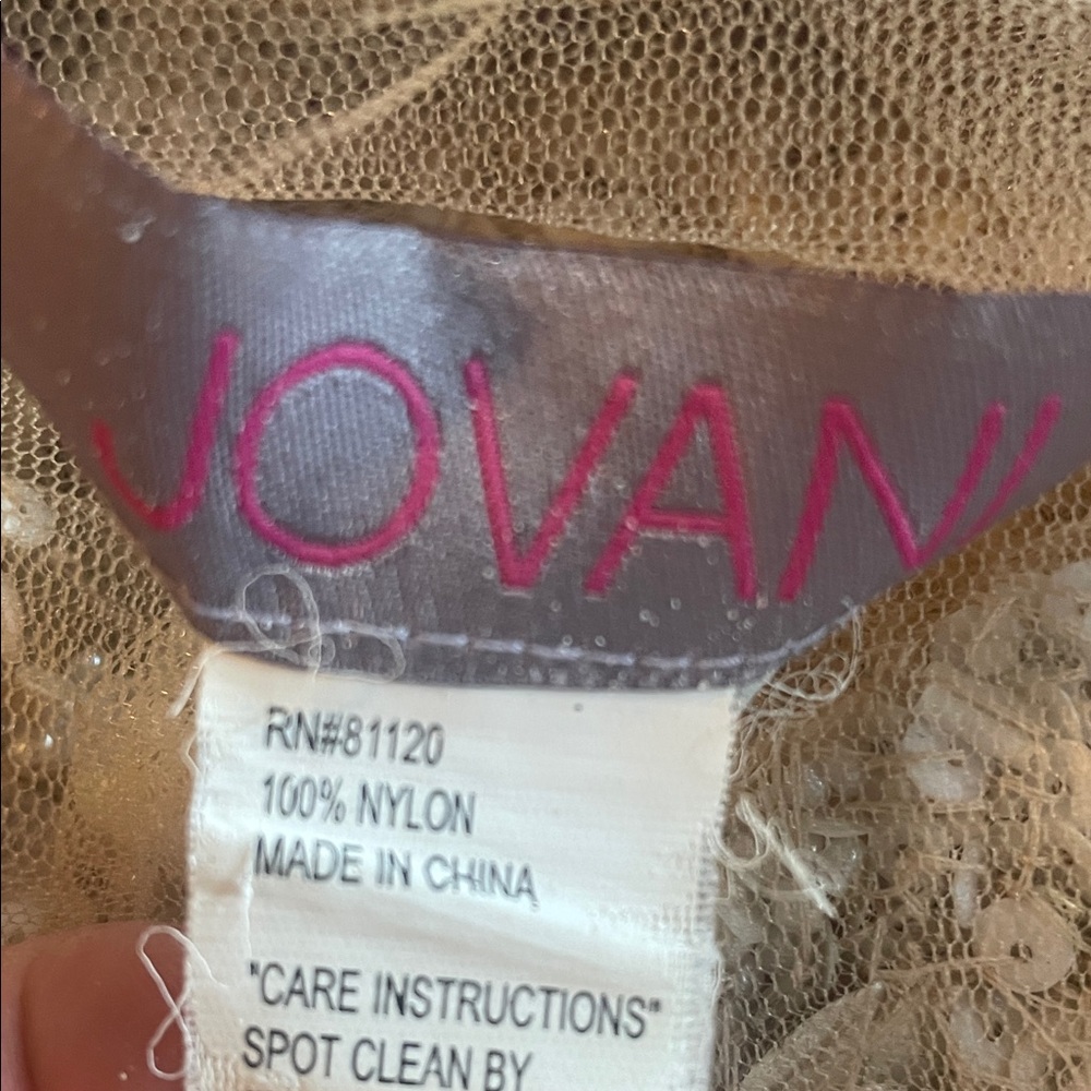 Jovani Cream One-Shoulder Prom Dress - Picture 7 of 9